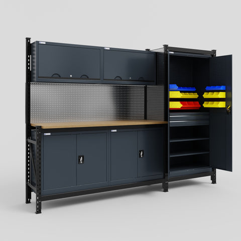 M21 Modular Work Bench - H2100mm x W2880mm | MDF WBT | Dark Grey