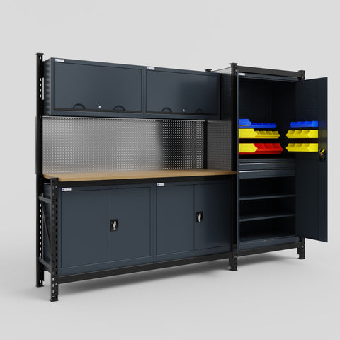 M21 Modular Work Bench - H2100mm x W2880mm | MDF WBT | Dark Grey
