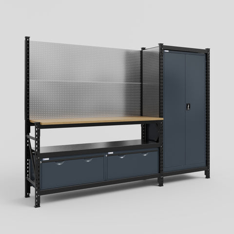 M21 Modular Work Bench - H2100mm x W2880mm | MDF WBT | Dark Grey