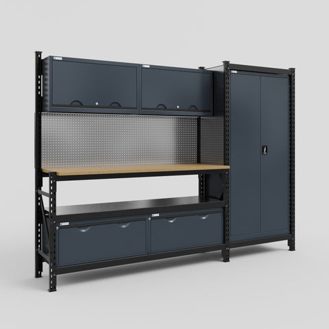M21 Modular Work Bench - H2100mm x W2880mm | MDF WBT | Dark Grey