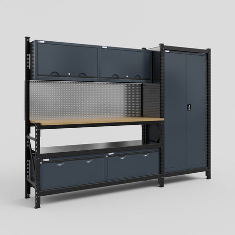 M21 Modular Work Bench - H2100mm x W2880mm | MDF WBT | Dark Grey