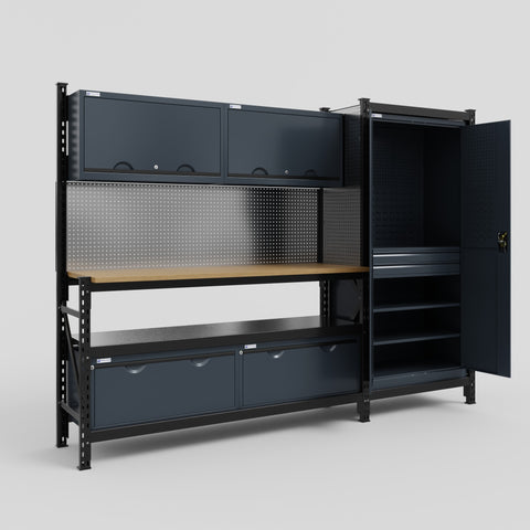 M21 Modular Work Bench - H2100mm x W2880mm | MDF WBT | Dark Grey