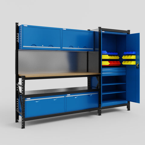 M21 Modular Work Bench - H2100mm x W2880mm | MDF WBT | Blue