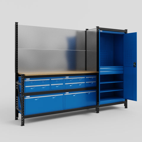 M21 Modular Work Bench - H2100mm x W2880mm | MDF WBT | Blue