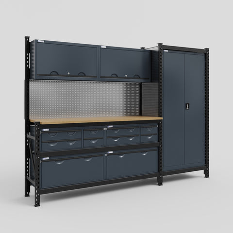 M21 Modular Work Bench - H2100mm x W2880mm | MDF WBT | Dark Grey