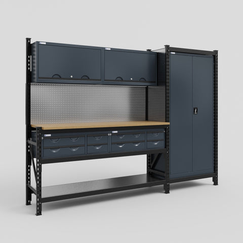 M21 Modular Work Bench - H2100mm x W2880mm | MDF WBT | Dark Grey