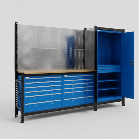 M21 Modular Work Bench - H2100mm x W2880mm | MDF WBT | Blue
