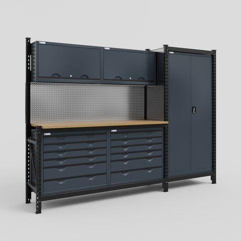 M21 Modular Work Bench - H2100mm x W2880mm | MDF WBT | Dark Grey