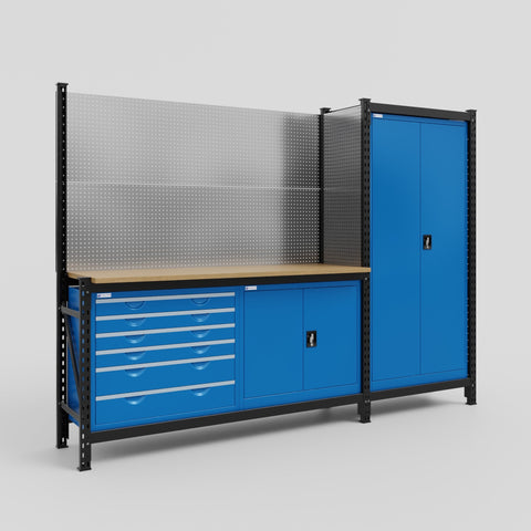 M21-2 Modular Work Bench - H2100mm x W2880mm | MDF WBT | Blue