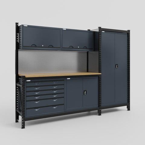 M21-2 Modular Work Bench - H2100mm x W2880mm | MDF WBT | Dark Grey