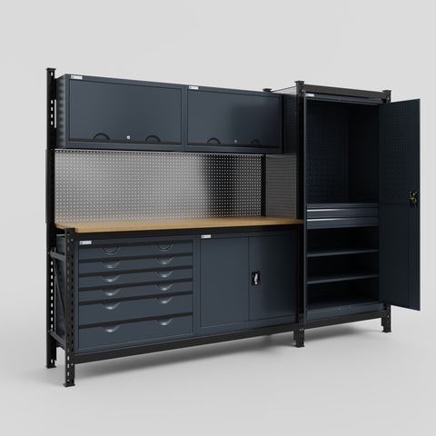 M21-2 Modular Work Bench - H2100mm x W2880mm | MDF WBT | Dark Grey