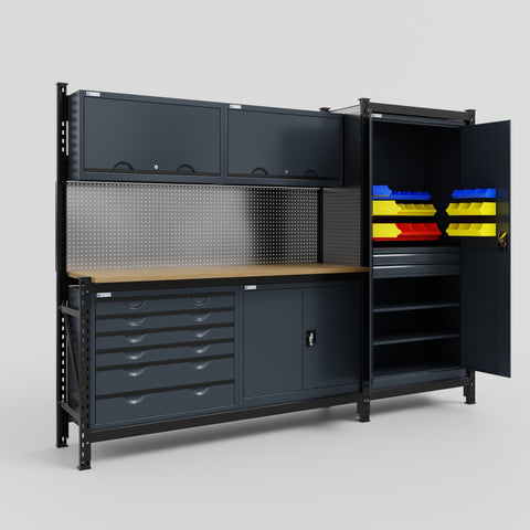M21-2 Modular Work Bench - H2100mm x W2880mm | MDF WBT | Dark Grey