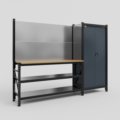 M21 Modular Work Bench - H2100mm x W2880mm | MDF WBT | Dark Grey