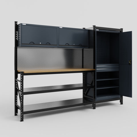 M21 Modular Work Bench - H2100mm x W2880mm | MDF WBT | Dark Grey