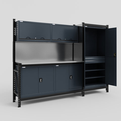 M21 Modular Work Bench - H2100mm x W2880mm | Stainless WBT | Dark Grey