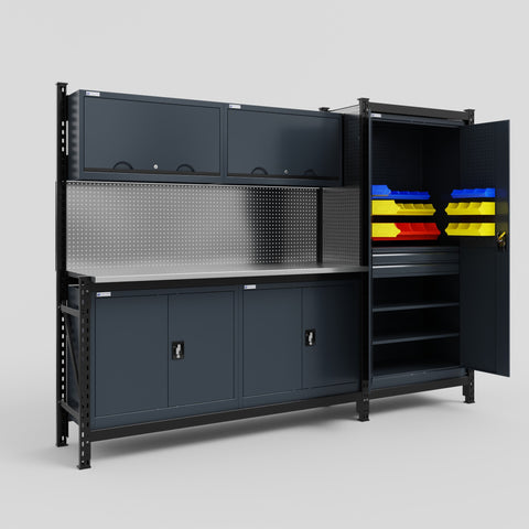 M21 Modular Work Bench - H2100mm x W2880mm | Stainless WBT | Dark Grey