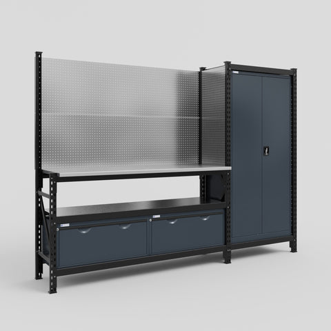 M21 Modular Work Bench - H2100mm x W2880mm | Stainless WBT | Dark Grey