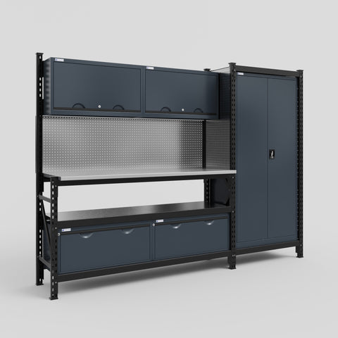 M21 Modular Work Bench - H2100mm x W2880mm | Stainless WBT | Dark Grey