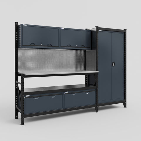 M21 Modular Work Bench - H2100mm x W2880mm | Stainless WBT | Dark Grey