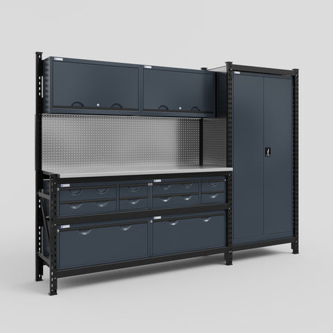 M21 Modular Work Bench - H2100mm x W2880mm | Stainless WBT | Dark Grey