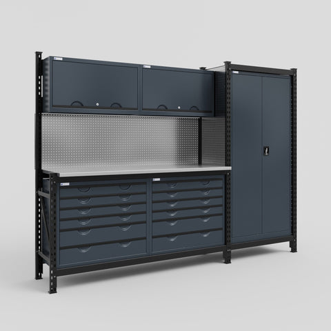 M21-2 Modular Work Bench - H2100mm x W2880mm | Stainless WBT | Dark Grey