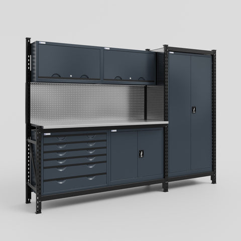 M21-2 Modular Work Bench - H2100mm x W2880mm | Stainless WBT | Dark Grey