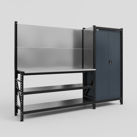 M21-2 Modular Work Bench - H2100mm x W2880mm | Stainless WBT | Dark Grey