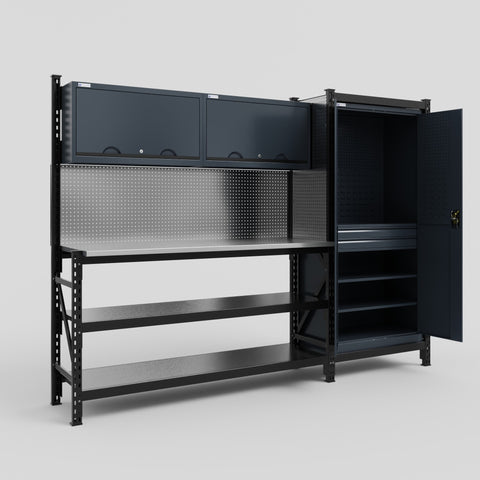 M21-2 Modular Work Bench - H2100mm x W2880mm | Stainless WBT | Dark Grey
