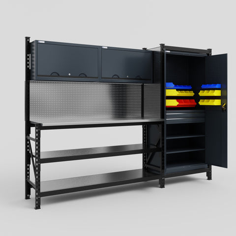 M21-2 Modular Work Bench - H2100mm x W2880mm | Stainless WBT | Dark Grey