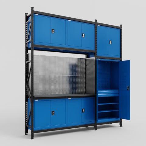 M21 Modular Work Bench - H3100mm x W2880mm | Laminate WBT | Blue