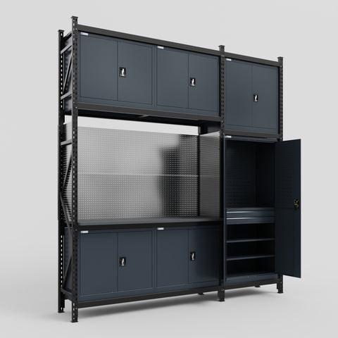 M21 Modular Work Bench - H3100mm x W2880mm | Laminate WBT | Dark Grey