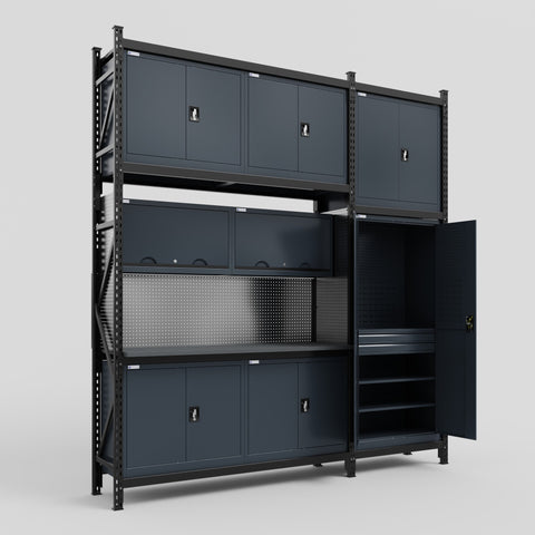 M21 Modular Work Bench - H3100mm x W2880mm | Laminate WBT | Dark Grey