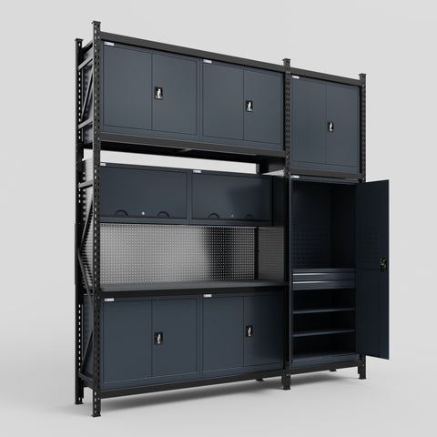 M21 Modular Work Bench - H3100mm x W2880mm | Laminate WBT | Dark Grey