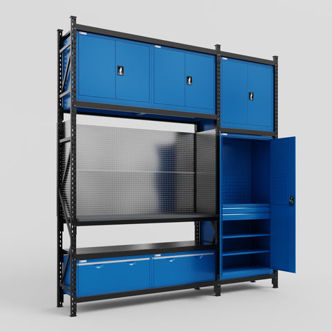 M21 Modular Work Bench - H3100mm x W2880mm | Laminate WBT | Blue