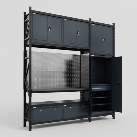M21 Modular Work Bench - H3100mm x W2880mm | Laminate WBT | Dark Grey