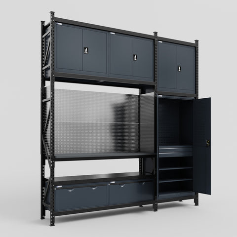 M21 Modular Work Bench - H3100mm x W2880mm | Laminate WBT | Dark Grey