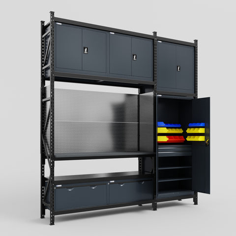 M21 Modular Work Bench - H3100mm x W2880mm | Laminate WBT | Dark Grey