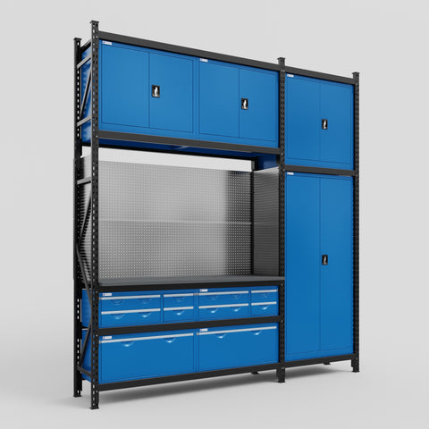 M21 Modular Work Bench - H3100mm x W2880mm | Laminate WBT | Blue
