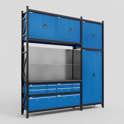 M21 Modular Work Bench - H3100mm x W2880mm | Laminate WBT | Blue