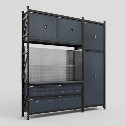 M21 Modular Work Bench - H3100mm x W2880mm | Laminate WBT | Dark Grey