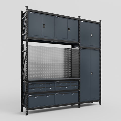 M21 Modular Work Bench - H3100mm x W2880mm | Laminate WBT | Dark Grey
