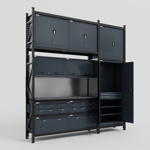 M21 Modular Work Bench - H3100mm x W2880mm | Laminate WBT | Dark Grey