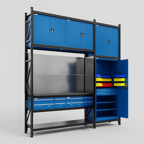 M21 Modular Work Bench - H3100mm x W2880mm | Laminate WBT | Blue