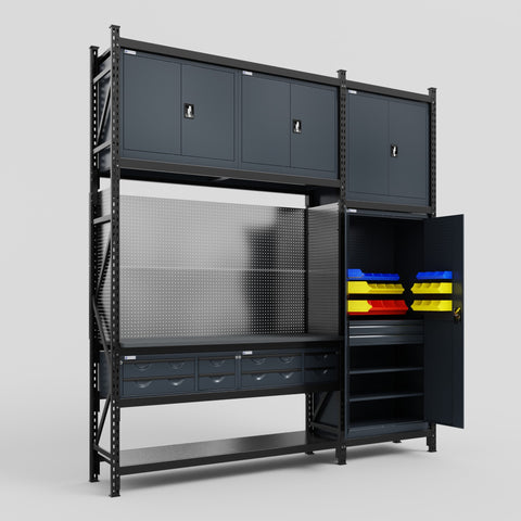 M21 Modular Work Bench - H3100mm x W2880mm | Laminate WBT | Dark Grey