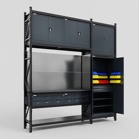 M21 Modular Work Bench - H3100mm x W2880mm | Laminate WBT | Dark Grey