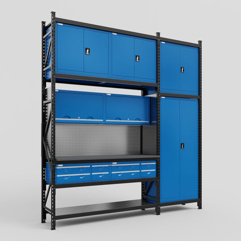 M21 Modular Work Bench - H3100mm x W2880mm | Laminate WBT | Blue