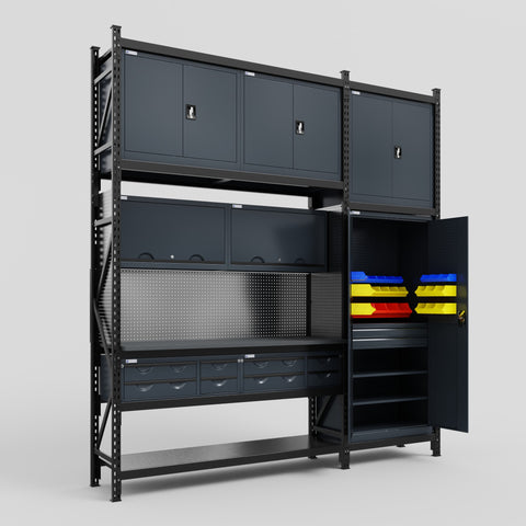 M21 Modular Work Bench - H3100mm x W2880mm | Laminate WBT | Dark Grey