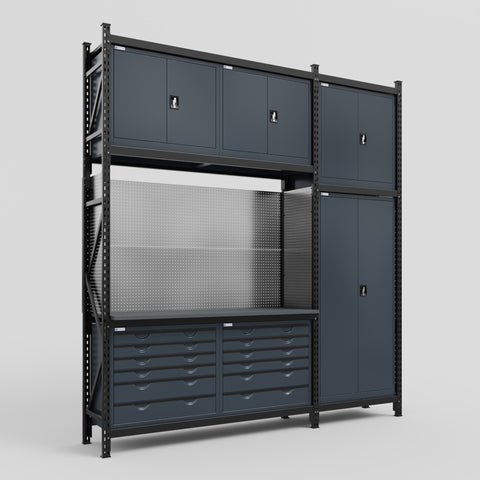 M21 Modular Work Bench - H3100mm x W2880mm | Laminate WBT | Dark Grey