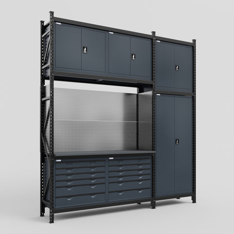 M21 Modular Work Bench - H3100mm x W2880mm | Laminate WBT | Dark Grey