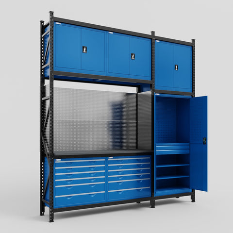 M21 Modular Work Bench - H3100mm x W2880mm | Laminate WBT | Blue